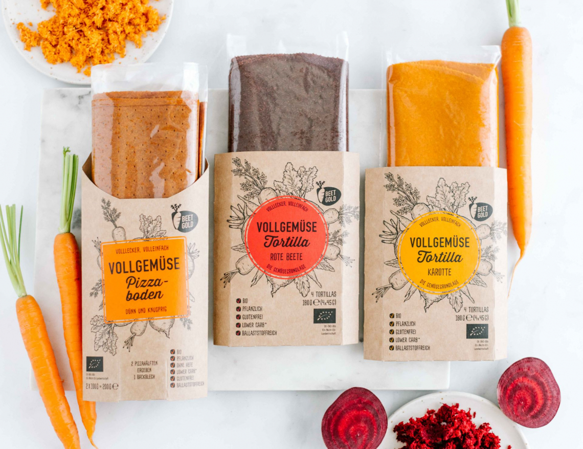 Beetgold Pizzaböden aus Karotte und Kürbis